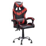 Gamingstoel, kunstleer, zwart en rood, met 5 wielen en verstelbare rugleuning, hoge kwaliteit