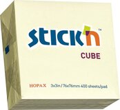 Stick'n Memokubus Notes - 76x76mm - Pastel Geel - 400 Sticky Notes