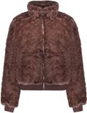 Geisha Teddy Jas Met Hoge Kraag En Zigzag Patroon 69526 19 Dark Brown Dames Maat XL