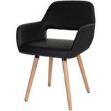 Générique Eetkamerstoel HWC-A50 II, keukenstoel, retro jaren 50 design ~ kunstleer, zwart, lichtgekleurde poten