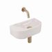 QeramiQ Fuente Fontein - 40x22x12cm - glad - halfrond - zonder fonteinkraangat - keramiek - fonteinkraan geborsteld messing - verlaagd sifon - afvoerplug - linnen