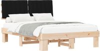 vidaXL Bedframe met Gevoerde Hoofdbord Zwart 140 x 200 cm