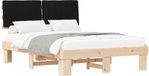 vidaXL Bedframe met Gevoerde Hoofdbord Zwart 140 x 200 cm