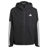 adidas Hombre Essentials CLIMAPROOF 3 Stripes Hooded Jackets, black, L