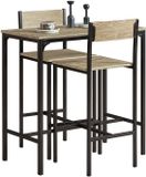 SoBuy Eettafel 3 Delige set - Bartafel met 2 stoelen/krukken - Tuinset - voor keuken, eetkamer, bistro - Naturel, OGT03-N