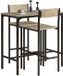 SoBuy Eettafel 3 Delige set - Bartafel met 2 stoelen/krukken - Tuinset - voor keuken, eetkamer, bistro - Naturel, OGT03-N