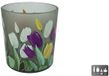 Merkloos Theelicht Tulp glas 7,5x7,5x8cm groen