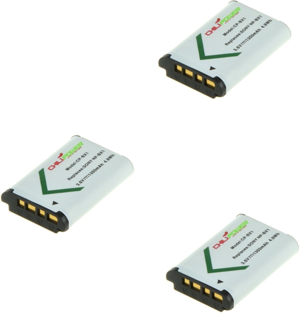 ChiliPower NP-BX1 accu voor Sony - 1350mAh - 3-Pack NP-BX1 accu voor Sony - 1350mAh - 3-Pack