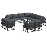 vidaXL Tuinbank 11-delig zwart aluminium