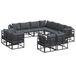 vidaXL Tuinbank 11-delig zwart aluminium