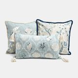 LOBERON Kussenhoes set van 3 Calerand wit/blauw