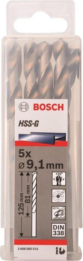 Bosch Metaalboren HSS-G, Standard 9,1 x 81 x 125 mm