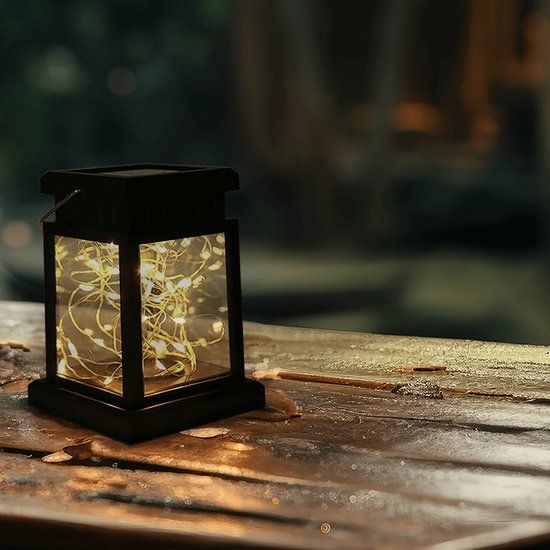 RexTech Solar tuinverlichting Lantaarn 'Sterre' - Zwart - 30 LED - Vierkant