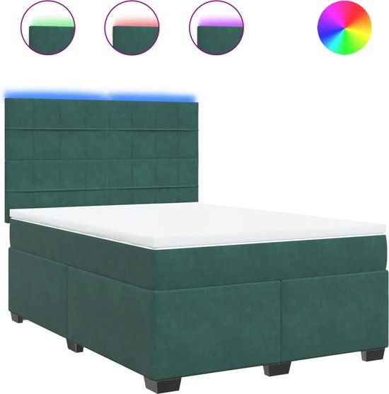 vidaXL Boxspring met matras fluweel donkergroen 160x200 cm