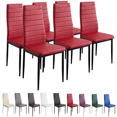 Albatros Milano Eetkamerstoelen 6 Stuks, Rood