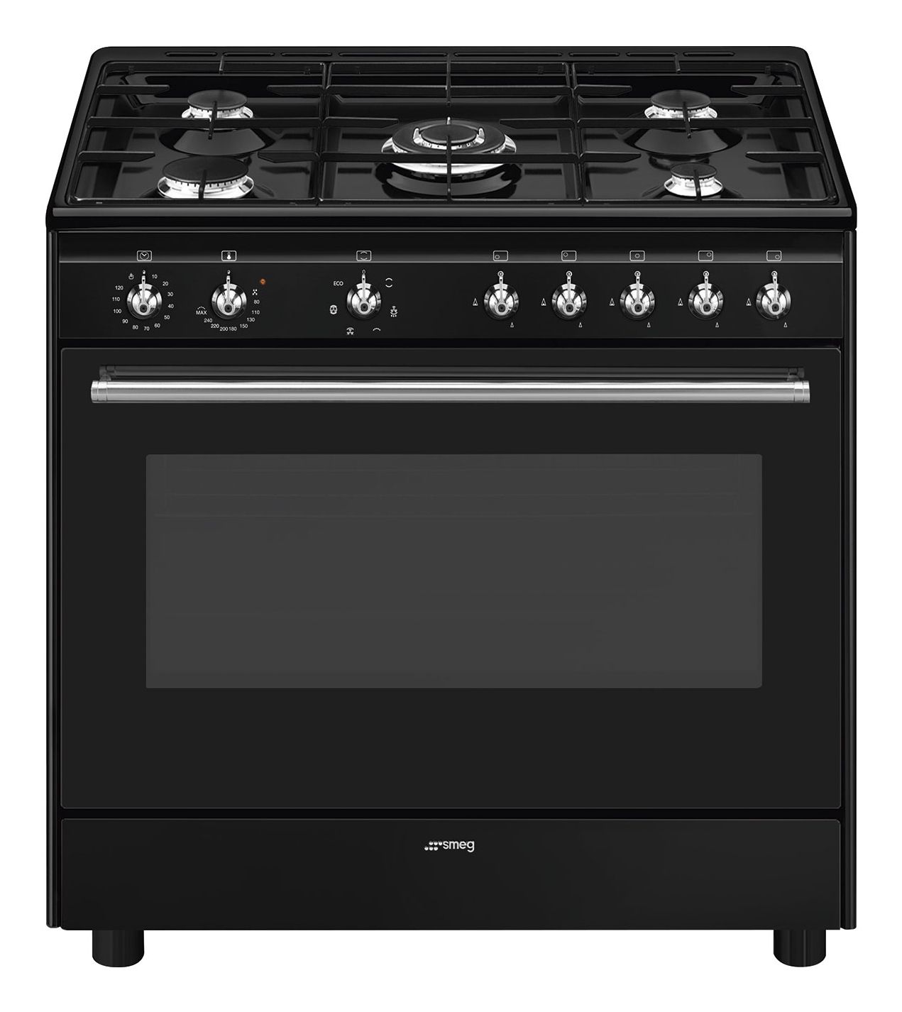 SMEG CX91GMBLNLK - Gasfornuis - 90 cm - Zwart - 5 kookzones