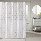 Madison Park Sophie Trendy douchegordijn met getextureerde pompons accent, moderne badkamerinrichting, machinewasbaar, privacyscherm, 182,9 x 182,9 cm, wit/blush