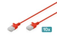 Digitus DK-1618-003S-R-10 RJ45 Netwerkkabel, patchkabel CAT 6 U/UTP 0.3 m Rood 10 stuk(s)