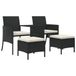 vidaXL Banc de jardin 2 places avec table et repose-pieds en poly rotin noir