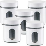 Zeller Voorraadpot - 8x - 600 ml - wit - met venster - luchtdicht - voedsel bus