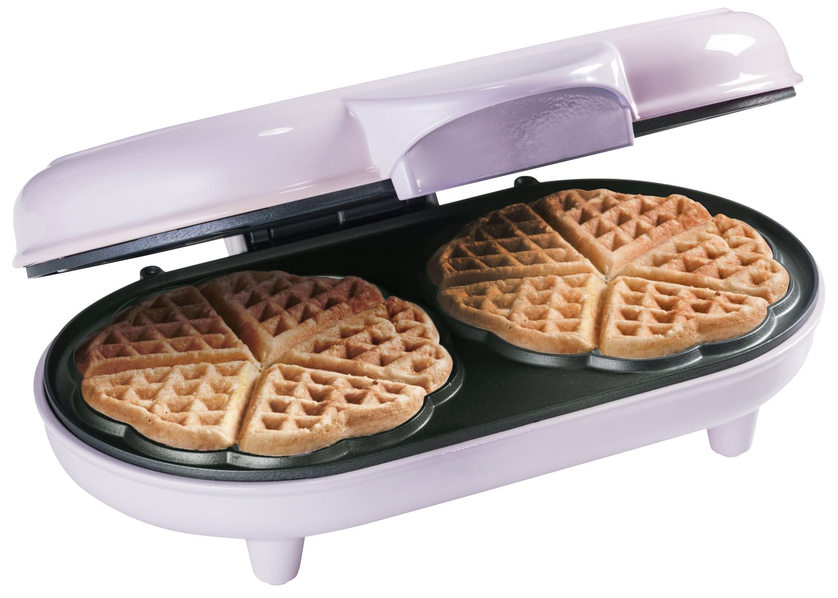 Bestron ADWM1000P Wafelijzer - 10 Hartvormige Wafels - 1000W - Roze