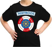 Bellatio Decorations Shoppartners Bv Matroos verkleed t-shirt zwart voor kids - maritiem carnaval / feest shirt kleding / kostuum / kinderen 122/128