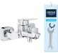 GROHE DICE Wandmontage badkraan, chroom, SilkMove technologie, FastFixation systeem, flowbegrenzer