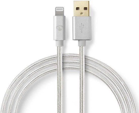 Nedis Lightning Kabel - USB 2.0 - Apple Lightning 8-Pins - USB-A - 1m - Aluminium