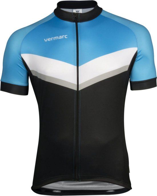 Vermarc Sports Fietsshirt Vermarc Puntino Spl Trui Km Lr Zwart/Azuur - Maat: 2XL, Kleur: BLAUW