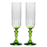 KROSNO Champagne glazen 2 x 220 ml, Lichtgroene steel, Collectie Bubble