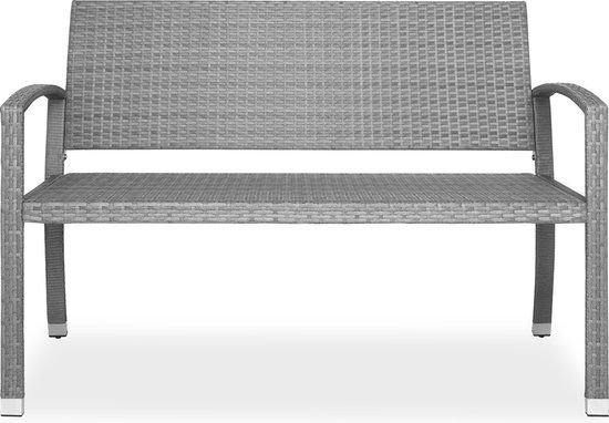 Casaria Polyrattan Tuinbank – 2-Zits UV-bestendig - Grijs