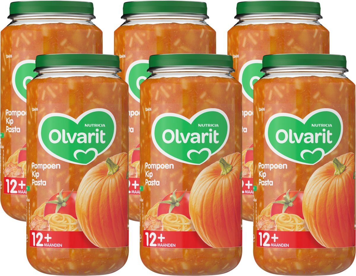 Olvarit babyvoeding pompoen kip pasta 12 mnd 6 x 250 gram