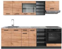 Vicco R-Line Complete keukeneenheid – 240 cm, WB Marmer Eik goud/antraciet