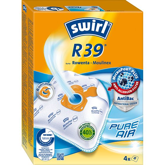 Swirl R 39 MicroPor Plus Stofzuigerzakken - 4 stuks - Wit - Rowenta