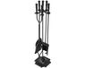 VEVOR Ensemble d'outils de cheminée, 5 pièces. Ensemble d'outils de poêle, support à cinq branches, pince, pelle à cendres, brosse, tisonnier, accessoires de cheminée en fer forgé pour feux de camp intérieurs et extérieurs, Noir