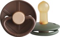 FRIGG Little Viking Fopspeen - Rond - 2 Stuks - 6-18 Mnd - Cocoa/Olive