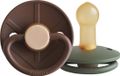 FRIGG Little Viking Fopspeen - Rond - 2 Stuks - 6-18 Mnd - Cocoa/Olive