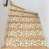 Ambiance Sticker Zelfklevende trap, tegels, trap, hout, wit, design, zelfklevend, voor trap, cementtegels, 2 stroken van 16 x 112 cm
