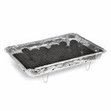 WDMT XXL Wegwerp Barbecue – 48 x 31 cm – Inclusief Briketten en Standaard – Wegwerp BBQ – Tafel BBQ voor Camping of Picknick – Houtskoolbarbecues – Zilver