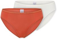 SCHIESSER Tai Dames Slips 2-pack Effen 85% Modaal, 15% Spandex Terracotta/Creme Maat 46