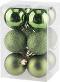Cosy&Trendy Appelgroene kunststof kerstballen 6 cm - Mat/glans - Onbreekbare plastic kerstballen - Kerstboomversiering groen