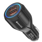 Hoppac USB-Autolader, 2-Poorts Autolader, Quick Charge 3.0 USB-Sigarettenaanstekerlader Compatibel Met Iphone, Ipad Samsung Galaxy S10 / S9 / S8, Huawei, Xiaomi, Zwart
