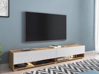 Mobistoxx ACAPULCO Meuble tv-hifi 2 portes battantes 180 cm chêne wotan/blanc brillant avec led