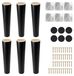 Set de 6 pieds de meuble en bois, 20 cm, conique, noir