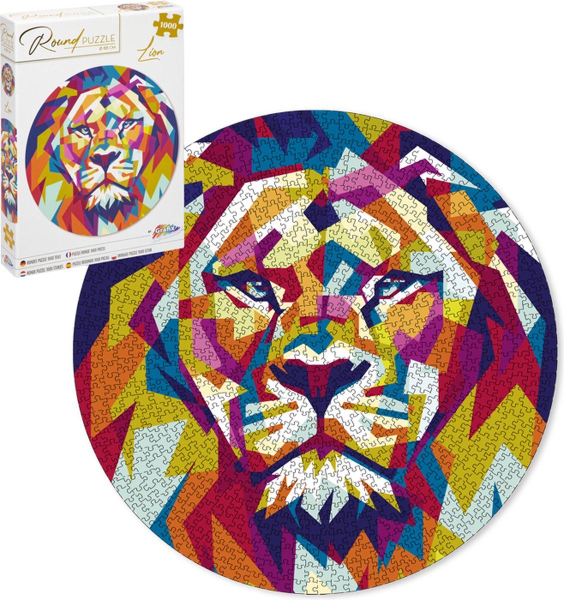 Grafix Ronde Puzzel 1000 stukjes Leeuw - Legpuzzel - Diameter 68 CM - Vanaf 14 jaar