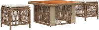 vidaXL Tuin Eettafel Set 3-delig Beige/Crème Poly Rattan