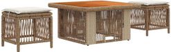 vidaXL Tuin Eettafel Set 3-delig Beige/Crème Poly Rattan