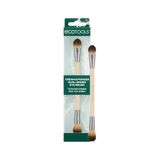 EcoTools Cream & Powder Dual-Ended Eye Brush, Flat & Fluffy Eyeshadow Brush for Packing, Blending & Full Eye Looks, Sustainable Makeup Brush, Vegan & Cruelty-Free, 1 Count