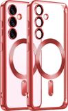 Techsuit Luxury Crystal Back Cover étui avec MagSafe pour Samsung Galaxy S25 - Transparent/Rouge