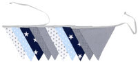 Ullenboom Vlaggenslinger stof 325 cm (10 vlaggetjes) blauw lichtblauw grijs - Kleurrijk